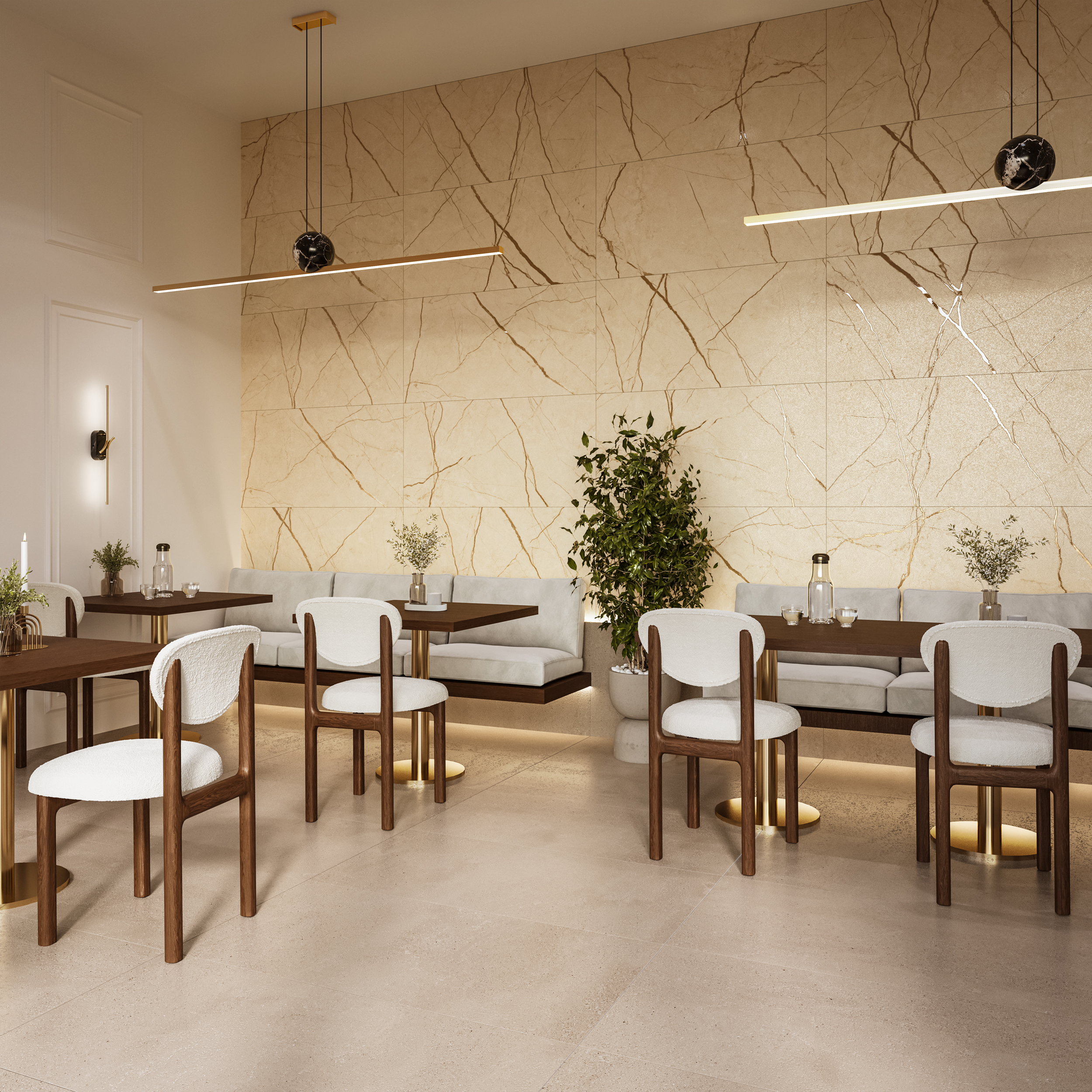 Эклектика в интерьере: смешиваем керамогранит под мрамор, дерево и бетон.